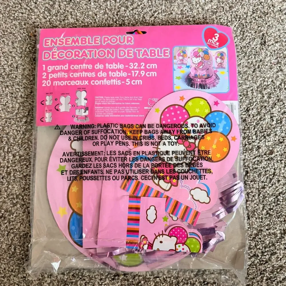 Hello Kitty Table Decorating Set 3 Pieces New Party Kids Girls